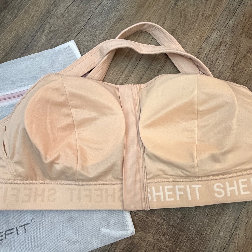 NEW SHEFIT Ultimate Sports Bra Pink High Impact Adjustable Front Zip 4 Luxe Bag - Picture 4 of 6